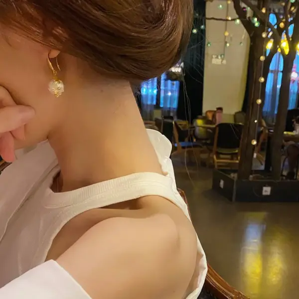 1 Pair Pearl Copper Freshwater Pearl Earrings Geometric Ear Hook