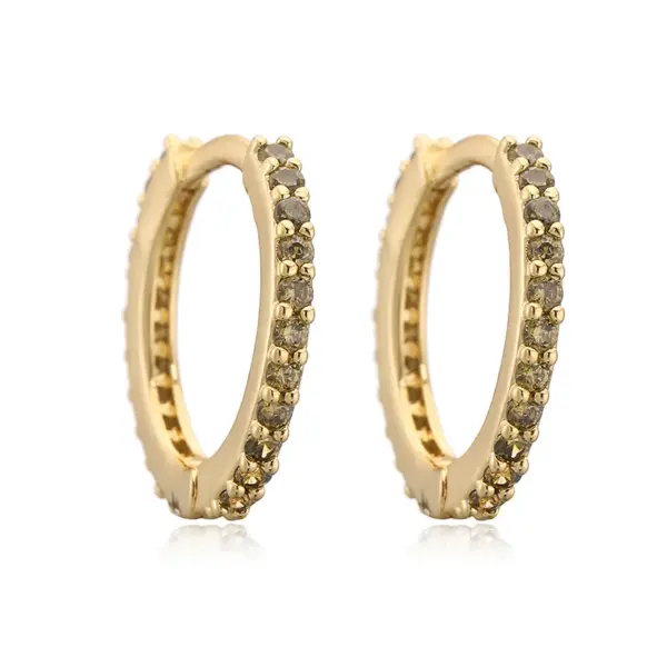 Wholesale Fashion Simple Copper Inlaid Color Diamond Round Ear Clip Earrings Women's Style Ring Light Luxury Earrings Factory Wholesale