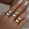 Wholesale Summer Ladies' 18K Gold Plated Stainless Steel Geometric Hollow Out Open Ring Adjustable Rings Casual Wear All Seasons