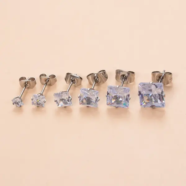 1 Piece Ear Cartilage Rings & Studs Simple Style Classic Style Geometric Square 316L Stainless Steel Waterproof Non Tarnish Surgical Steel Zircon