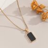Wholesale European and American Cross-border Fashion Black Long Square Brand Necklace Women's Clavicle Chain Geometric Personality Versatile Necklace