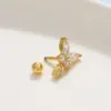 Vintage Micro-set Zircon Butterfly Flower Feather Heart Copper Screw Earrings
