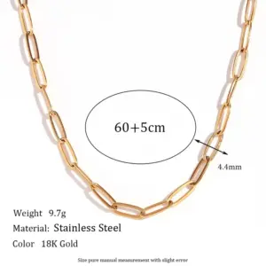 4.4mm Clip Chain-B39 Six-Claw Diamond Gold Necklace-60cm+5cm