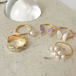 Wholesale Fashion Butterfly Copper Inlay Pearl Zircon Rings 1 Piece