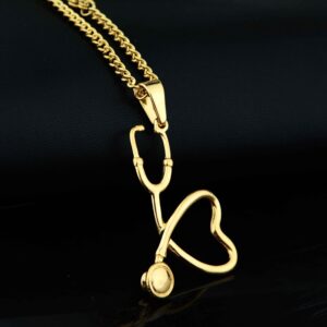 Wholesale titanium steel stethoscope pendant hip hop titanium steel necklace jewelry