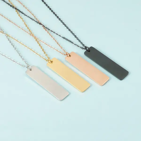Wholesale PVD Coated Real Gold Plated Geometric Customization Laser Engraving 304 Stainless Steel Simple Style Waterproof Non Tarnish 304 Stainless Steel Pendant Necklace