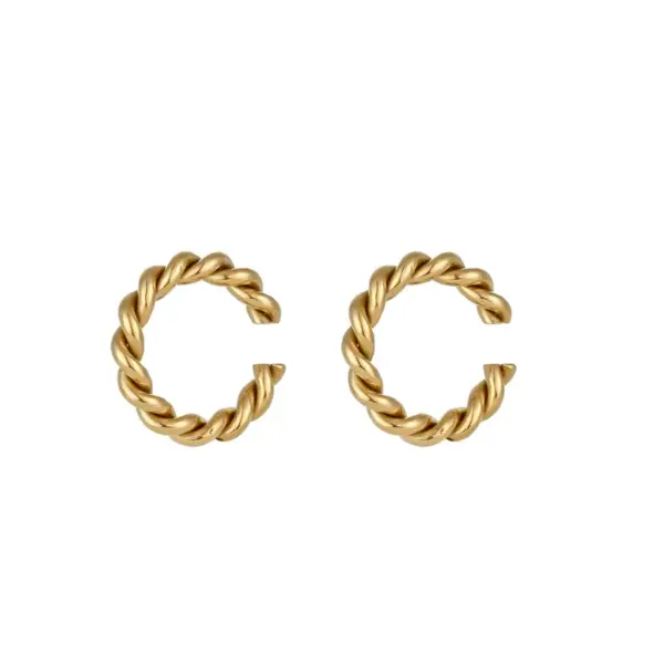 PVD Coated Real Gold Plated 18K Gold C Shape 304 Stainless Steel Fashion Waterproof Non Tarnish Ear Clips