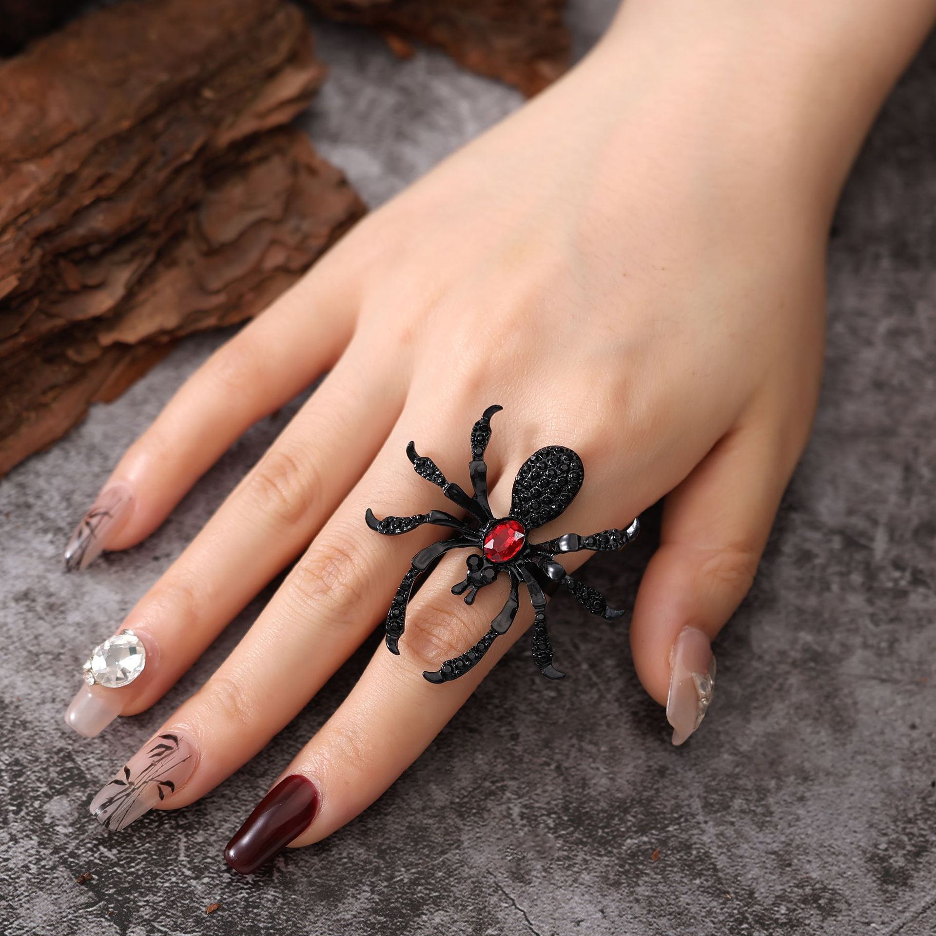 Wholesale Cross-border European and American Diablo Personalized Ring Women's Ins Cold Style Fashion Open Finger Ring Tide