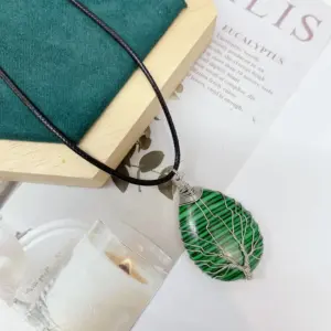 Peacock Silver / Lucky Tree Water Drops (Including Leather Rope) 13.5G