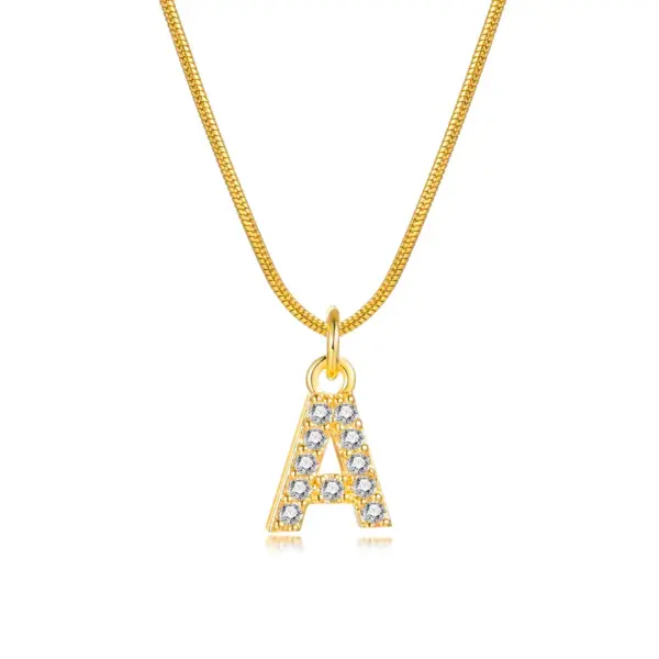 Wholesale INS Style Simple Style Letter Copper Plating Inlay 18K Gold Plated Zircon Necklace Pendant