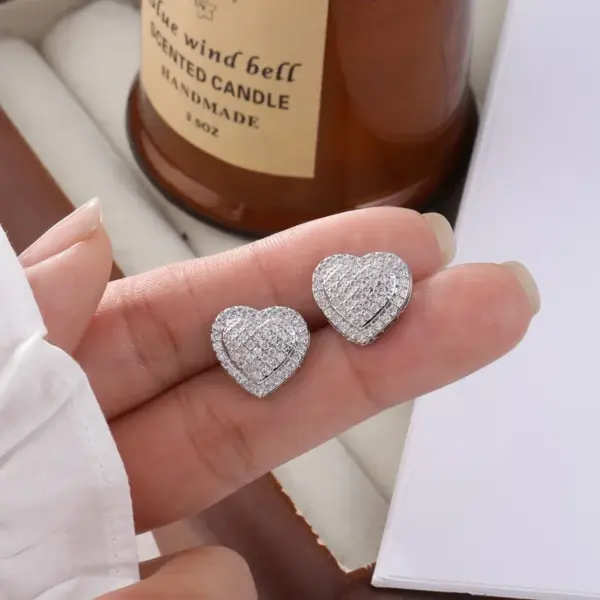 Wholesale 1 Pair Elegant Glam Heart Shape Copper Zircon Ear Studs