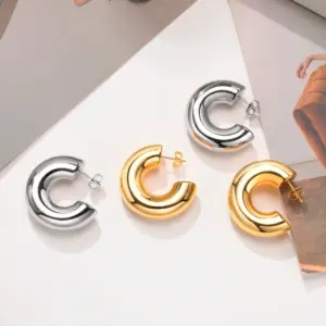 Wholesale 1 Pair Simple Style Geometric Plating 304 Stainless Steel Gold Plated Stainless Steel Earrings