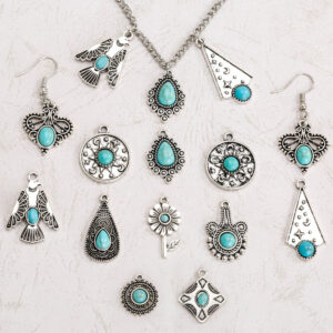 Wholesale Cross-border European and American Personality Bohemian Ethnic Style Turquoise Inlaid Necklace Bracelet diy Jewelry Accessories Accessories