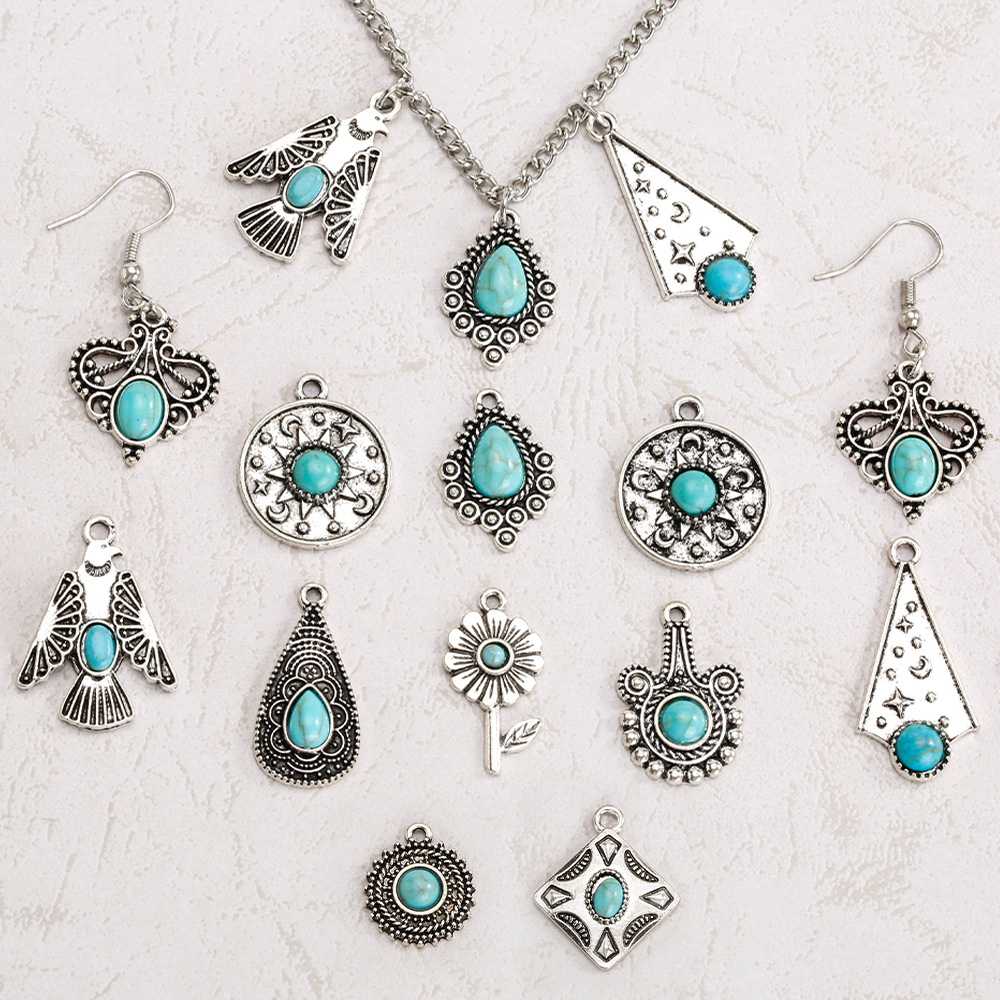 Wholesale Cross-border European and American Personality Bohemian Ethnic Style Turquoise Inlaid Necklace Bracelet diy Jewelry Aessories Aessories