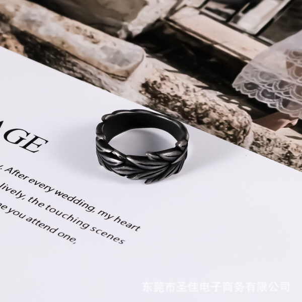 oly-83f6025d603aff83f434475e21feb3a5 Wholesale in stock Retro Men's Ring Distinctive Distressed Plant Wheat Ear Boys Titanium Steel Ring Advanced Sense SA1174