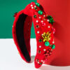 Wholesale Christmas hair band red green plastic flower aessories pearl headband simple hair aessories