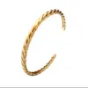 Wholesale Vacuum Plating Real Gold Plated 18K Gold C Shape 304 Stainless Steel Fashion Waterproof Non Tarnish Bangle