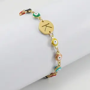 Wholesale Fashion Letter Eye 304 Stainless Steel 18K Gold Plated Stainless Steel Bracelets In Bulk