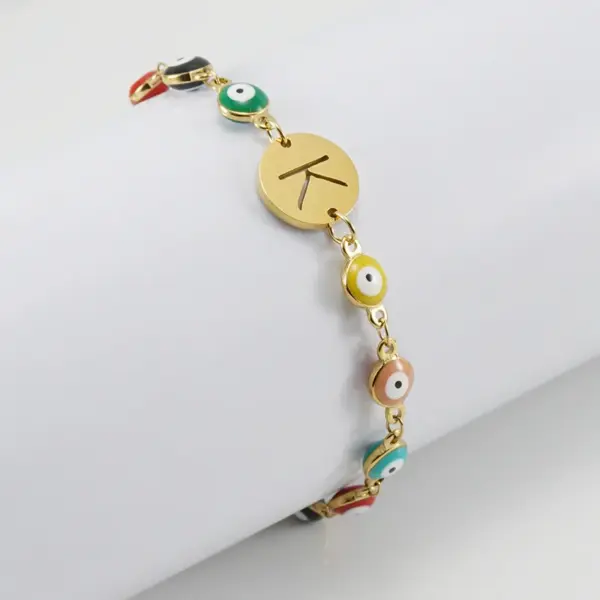 Wholesale Fashion Letter Eye 304 Stainless Steel 18K Gold Plated Stainless Steel Bracelets In Bulk