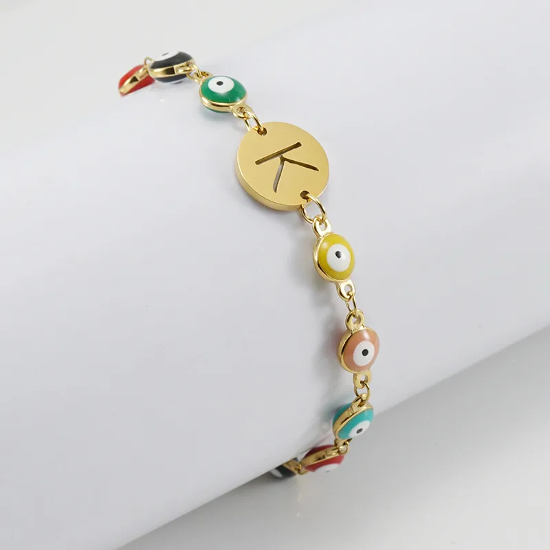 Wholesale Fashion Letter Eye 304 Stainless Steel 18K Gold Plated Stainless Steel Bracelets In Bulk