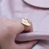 Wholesale PVD Coated Real Gold Plated 18K Gold Heart Shape 304 Stainless Steel Simple Style Waterproof Non Tarnish Open Rings