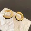 Wholesale PVD Coated Real Gold Plated 16K Gold White Gold Plated Gold Plating Round 304 Stainless Steel Fashion Waterproof Non Tarnish Earrings