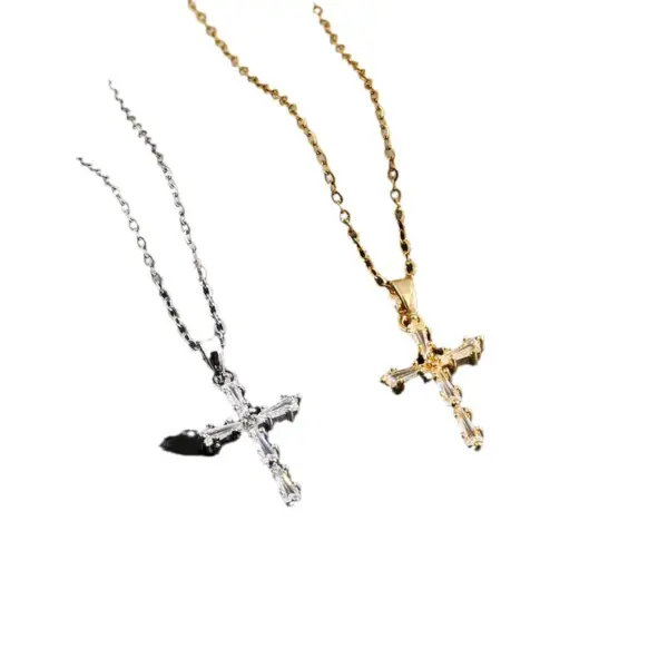 Wholesale Jewelry Simple Style Cross 304 Stainless Steel Plating Pendant Necklace Cable Chain