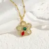 Wholesale Water Plating Vacuum Plating 18K Gold Plated Geometric Letter Flower Titanium Steel Modern Style Sweet Classic Style Titanium Steel Pendant Necklace