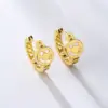 Wholesale 1 Pair Fashion Smile Face Gold Plated Copper Zircon Gold Plated Hoop Earrings