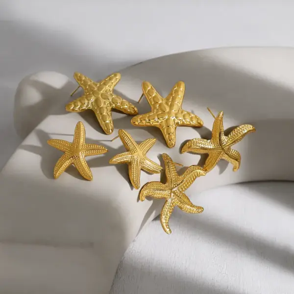 PVD Coated 18K Gold Real Gold Plated Starfish 304 Stainless Steel French Style Simple Style Classic Style Waterproof Non Tarnish Ear Studs