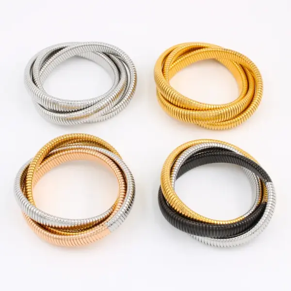 Wholesale PVD Coated 18K Gold Real Gold Plated Solid Color 304 Stainless Steel Hip-Hop Waterproof Non Tarnish 304 Stainless Steel Bangle