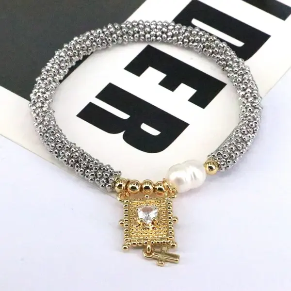 Wholesale Vintage Style Luxurious Cross Star Heart Shape Copper 18k Gold Plated Zircon Bracelets In Bulk