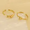 Wholesale PVD Coated 18K Gold Plated Heart Shape Knot Flower Stainless Steel Simple Style Waterproof Non Tarnish Open Ring