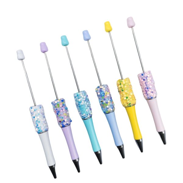 Wholesale DIY Sun Moon Star Beaded Pen Multicolor Sequin Ins Small Star Beaded Ballpoint Pen Handmade Patch Rotating Cute Pen