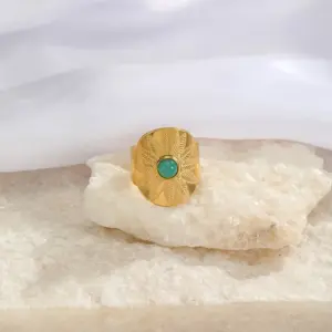 Light Green Natural Stone-Gold