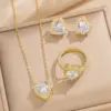 Wholesale PVD Coated Real Gold Plated Heart Shape Stainless Steel Lady Queen Classic Style Waterproof Non Tarnish Jewelry Set
