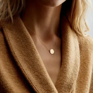 Wholesale PVD Coated 14K Gold Real Plated Round Customization Laser Engraving Solid Color 304 Stainless Steel Simple Style Classic Commute Waterproof Non Tarnish Pendant Necklace