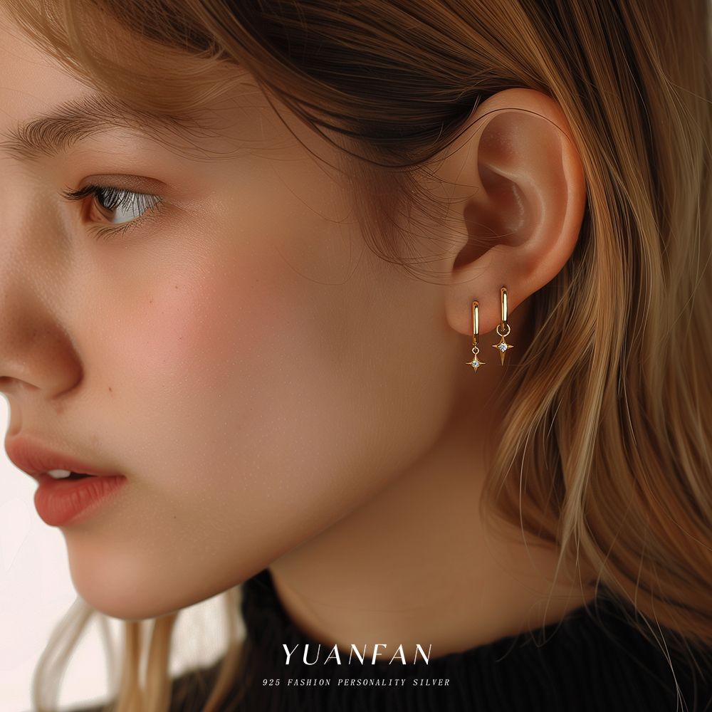 Wholesale Zircon inlaid geometric earrings