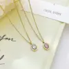 Wholesale PVD Coated 18K Gold Platinum Real Gold Plated Round 304 Stainless Steel Simple Style Waterproof Non Tarnish 304 Stainless Steel Pendant Necklace