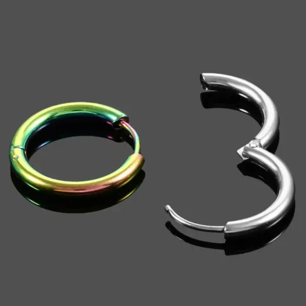 Wholesale 1 Piece Retro Solid Color Plating 304 Stainless Steel Titanium Steel Hoop Earrings