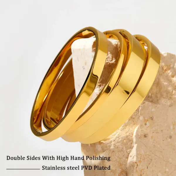 PVD Coated Real Gold Plated 16K White Plating Solid Color 304 Stainless Steel Modern Style Waterproof Non Tarnish Bangle