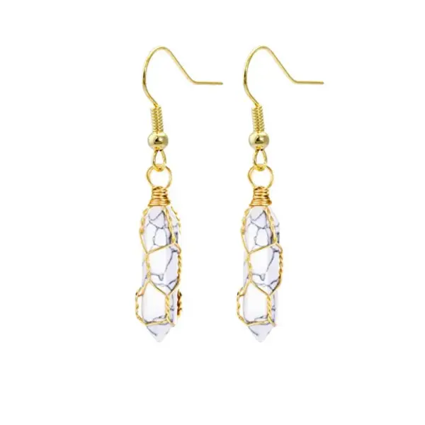 Wholesale 1 Pair Casual Simple Style Geometric Natural Stone Crystal Iron Drop Earrings