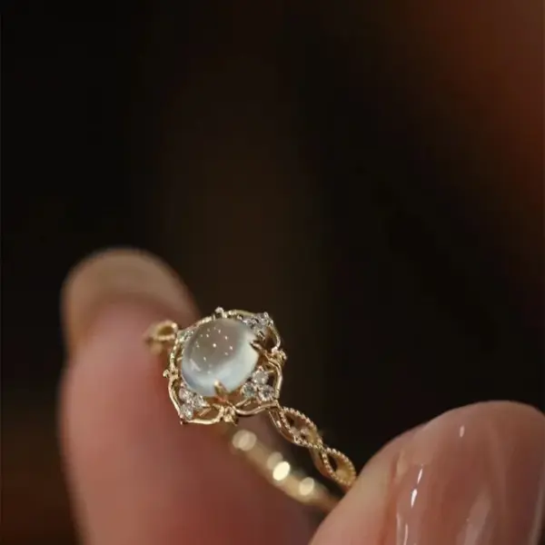 Wholesale Jewelry Simple Style Oval Copper Cat's Eye Stone Plating Inlay Open Rings