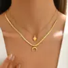 304 Stainless Steel Heart Shape PVD Coated Stone-Free 18K Real Gold Plated Casual Simple Style Commute Waterproof Non Tarnish Micro Super Whisper Thin Chain Necklace