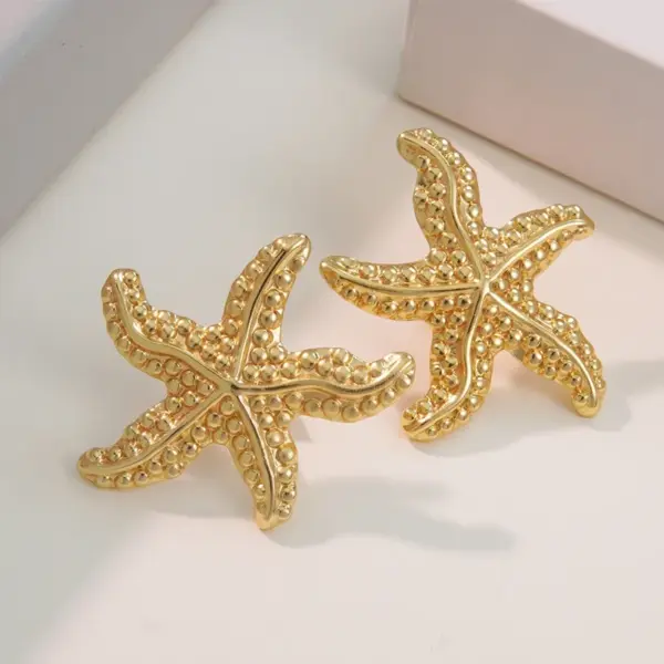 1 Pair Beach Simple Style Classic Style Starfish Shell 304 Stainless Steel Imitation Gold Electroplating Ear Studs