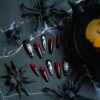 Wholesale Halloween bloody ghost nail art patches wearable nail tips