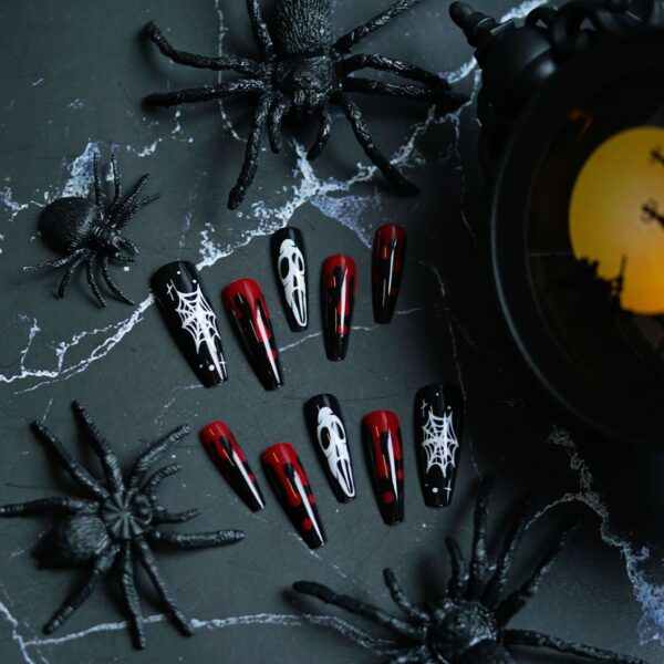 Wholesale Halloween bloody ghost nail art patches wearable nail tips