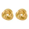 Wholesale 304 Stainless Steel Irregular Bow Knot Shell PVD Coated 18K Gold Plated Elegant Ear Studs