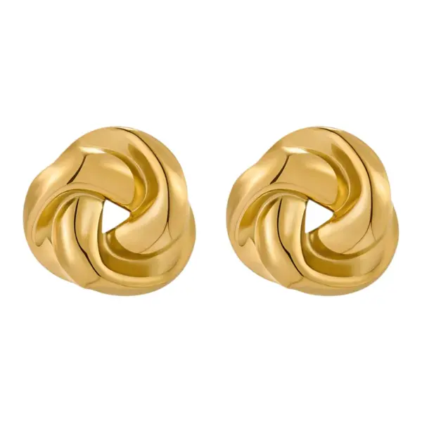 Wholesale 304 Stainless Steel Irregular Bow Knot Shell PVD Coated 18K Gold Plated Elegant Ear Studs