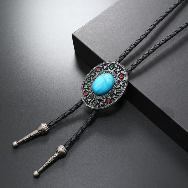Wholesale Turquoise Flower Alloy Oil Dropping PU Polo Collar Necklace Long